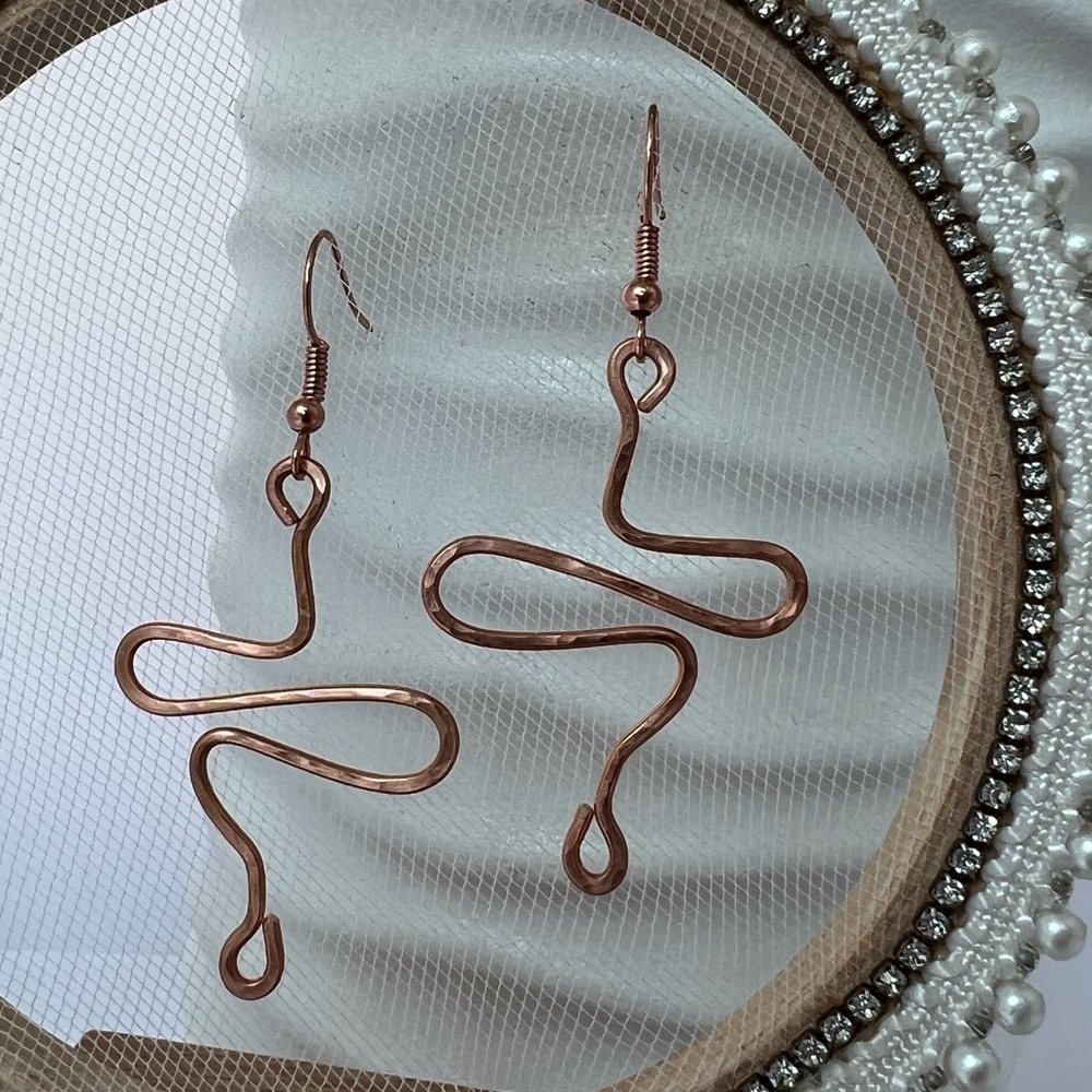 Artisan Hammered Bohemian Copper Earrings